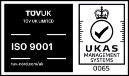 ISO 9001 certified, TÜV UK, UKAS Management Systems 0065